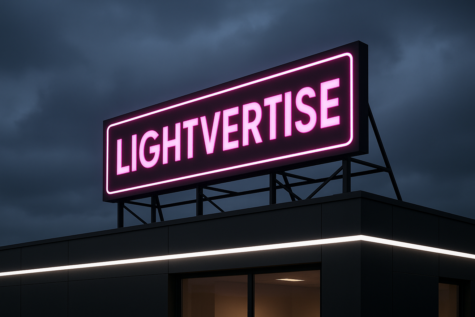 Leuchtreklame auf dem Dach